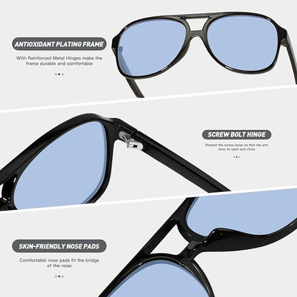 YDAOWKN Retro Aviator Sunglasses for Women Mens Large Frame Classic Vintage 70s Sun Glasses Aviators