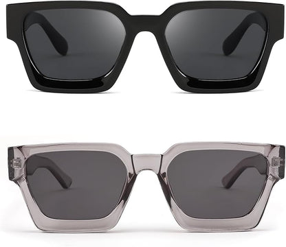 FEISEDY Retro 90s Square Sunglasses for Women Men Trendy Chunky Rectangle Sunglasses UV400 Protection B2385