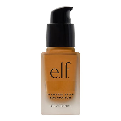e.l.f. Flawless Satin Foundation, Lightweight & Medium Coverage, Semi-Matte Finish, Vegan & Cruelty-Free, Chai, 0.68 Fl Oz (20mL)