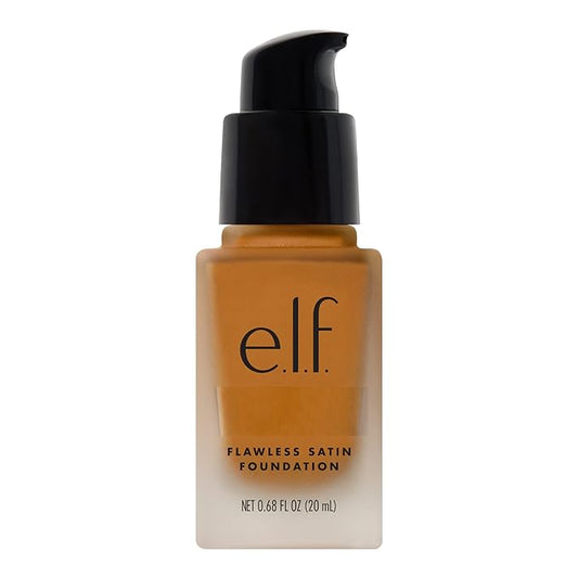 e.l.f. Flawless Satin Foundation, Lightweight & Medium Coverage, Semi-Matte Finish, Vegan & Cruelty-Free, Chai, 0.68 Fl Oz (20mL)