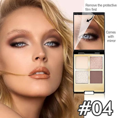 4 Colors Eyeshadow Makeup Palette,Nude Rose Gold Brown Highly Pigmented Natural Neutral Nude Eye Shadow Palette with Mirror,Long Lasting Naturing-Looking,Waterproof,Blendable,Travel Size