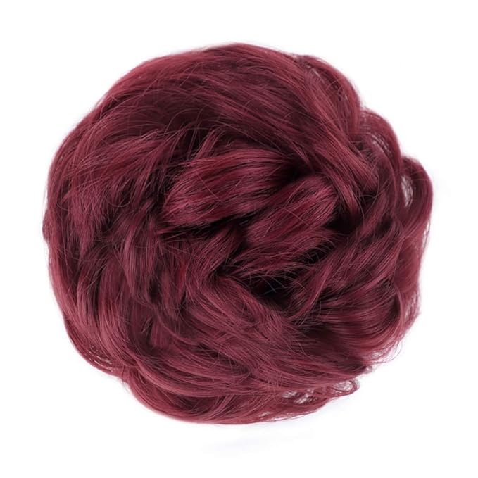 MORICA 2PCS Messy Bun Hair Piece, Fake Hair Messy Bun Scrunchies For Thin Hair Extension Curly Wavy Synthetic Chignon Ponytail Hair Pieces for Women(BUG#)