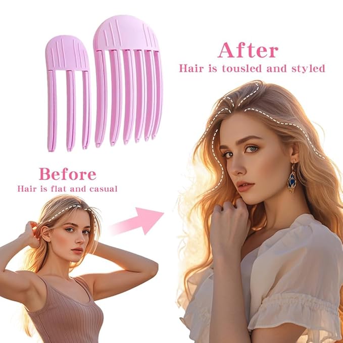 2 Pack Wind Shaping Styling Comb for Fluffy Bangs,Easy High CrownVolumizer Tool for Women,Quick Hair Styling Tools Volumizing Hair Clips for All Hair Types No Trace Hair Root Lifting Clips Men Women