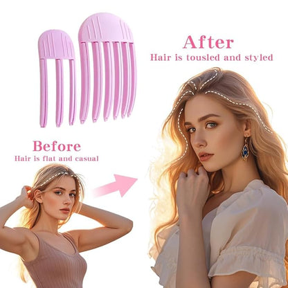 2 Pack Wind Shaping Styling Comb for Fluffy Bangs,Easy High CrownVolumizer Tool for Women,Quick Hair Styling Tools Volumizing Hair Clips for All Hair Types No Trace Hair Root Lifting Clips Men Women