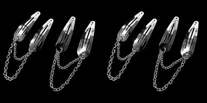 4Pcs Silver Metal Snap Hair Clips Chain Cross Heart Hair Barrettes Clips with Pendant Girls Hair Accessories，Hair Styling Accessories, Hair Care