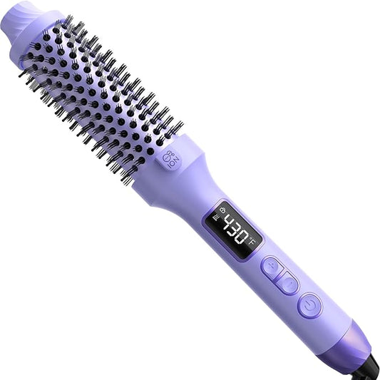 Nimmu 1.5 inch Heated Round Brush - Hot Brush Styler with 10 Temperature Control, Dual Voltage for Travel, Purple