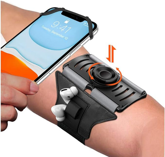 VUP Detachable Running Phone Holder 360°Rotatable Armband for iPod MP3 Player iPhone, Fits All 4-6.7 Inch Smartphone Device, with Key Holder for Running Hiking Biking (Black-Detachable)