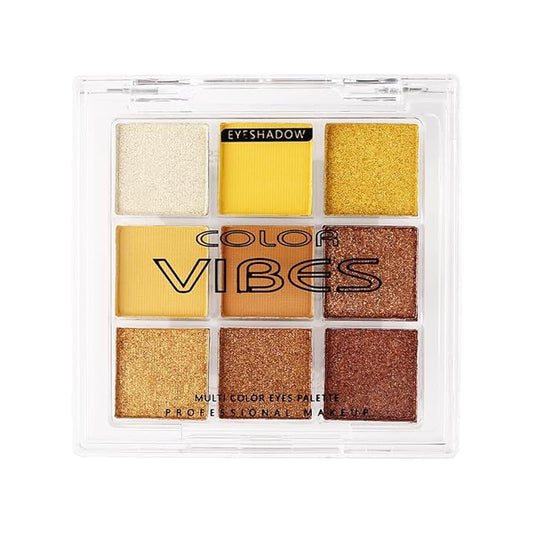 9 Colors Eyeshadow Palette - Highly Pigmented Yellow Gold Warm Tones, Shimmer & Matte Eye Shadow Makeup for Bold & Natural Looks, Long-Lasting, Blendable, Travel-Friendly Eye Makeup Set