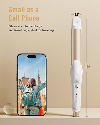 Europe Travel Curling Iron Mini: Dual Voltage Curling Iron for Traveling - Mini Travel Curling Irons 1 Inch with US Plug,Gold 450℉