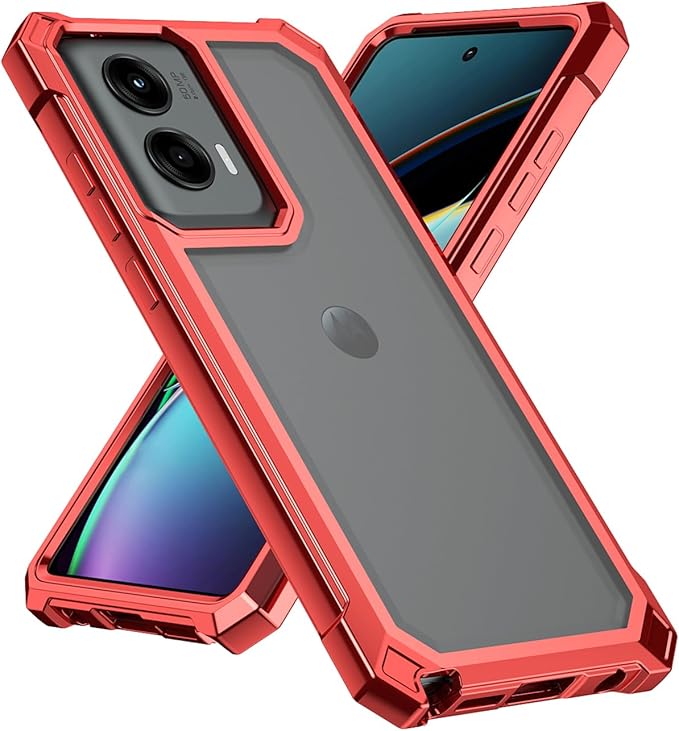 Ailiber for Motorola G Stylus 5G 2024 Phone Case, Clear Case with Screen Protector, Dual Layer Shockproof Bumper, Transparent [Anti Yellowing], Cell Phone Cover for Moto G Stylus 5G 2024-Red