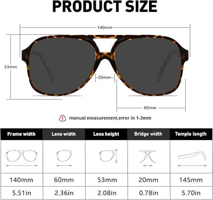 YDAOWKN Retro Aviator Sunglasses for Women Mens Large Frame Classic Vintage 70s Sun Glasses Aviators