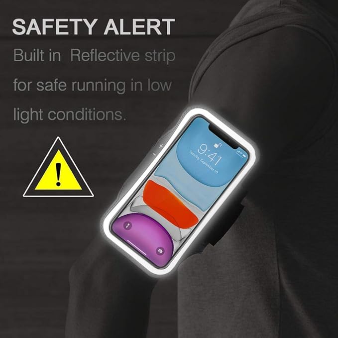 iPhone 16e 16 15 14 Armband, JEMACHE Water Resistant Gym Running Workouts Arm Band for iPhone 16e 16 15 14 13 12 11 Pro (Black)