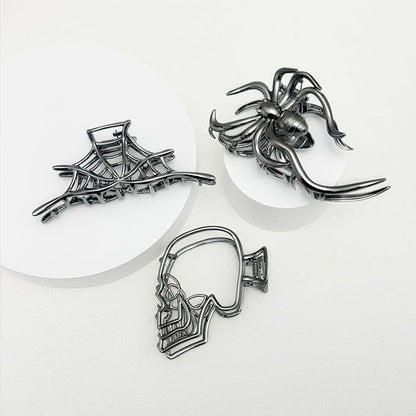 3 Pieces Large Metal Spider Net Hand Hair Claw Clips for Women and Girls Thick Long Hair, Nonslip Skeleton Spooky Barrette Headband Hair Styling Accessories for Halloween Christmas Gifts