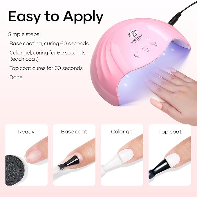 modelones Gel Nail Polish Set 2 PCS 15 ML Pink Gel Polish Hot Pink Tones Light Pink Shades Gel Nail Polish Soak Off UV Spring Nail Art DIY Manicure At Home For Women Girls