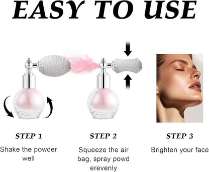 Hair and Body Glitter Spray, Holographic Glitter Highlighter Powder, Face Body Clothes Shiny Glitter, Loose Shimmer Hairspray Festival Rave Prom Accessories (Nude Pink)