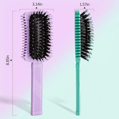 Curly Hair Brush 2 Pack, Volume Curl Defining Brush for Effortlessly Detangling Shaping and Styling Women's Curls, Reduce Pulling (Green+Purple)