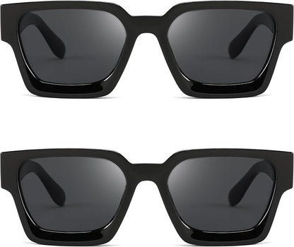 FEISEDY Retro 90s Square Sunglasses for Women Men Trendy Chunky Rectangle Sunglasses UV400 Protection B2385