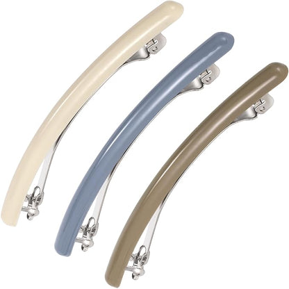 PAGOW 3 Pcs French Hair Barrettes, Elegant Spring Flat Hair Clips, Multicolor Hair Styling Accessories, Non-Slip Hair Pins Decoration for Women (Style2)