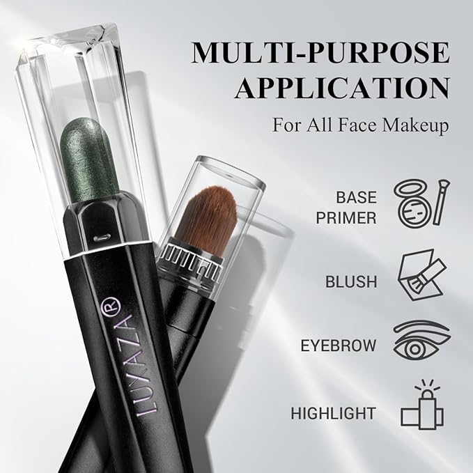 Neutral Eyeshadow Stick Makeup Set, Green Metallic Shimmer Matte Cream Eye Shadow Eyeliner Brightener Pencil Crayon - GOLDENTREE