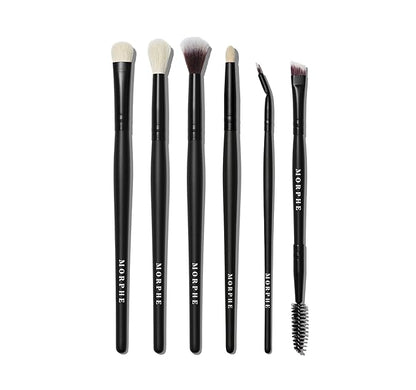 Morphe Rose Away Makeup Brushes - 6 Piece Makeup Brush Set of Eye and Face Brushes - Made with Synthetic Bristles and Includes Makeup Brush Case (6 Count)