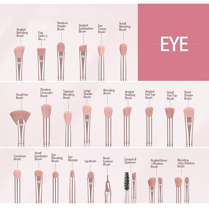 MAANGE Makeup Brushes, 41 Pcs Premium Synthetic Makeup Brush Set Contour Blush Concealers Eye Shadow Eyeliner Blending Make Up Brush Kit (Pink, 41 Piece Set)
