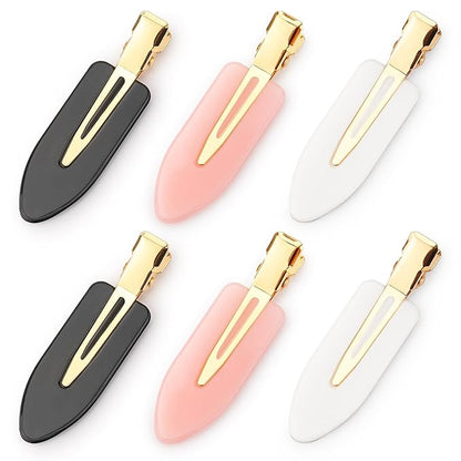 D 6 Pcs No bend Hair Clips No Crease Hair Clip Makeup Clips for Women and Girls Flat Hair Clips for Hairstyling Salon Golden Handle