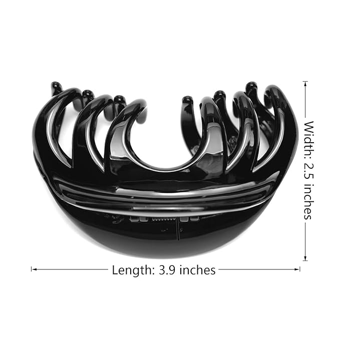 4 Inch Hair Claw for Women, Pretty Clip, Grip for Thick Hair, Black