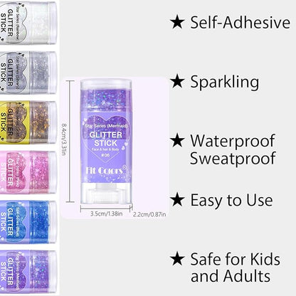 Mysense Purple Body Glitter Stick,Mardi Gras Accessories,Sparkling Face Hair Glitter,Mermaid Sequins Chunky Glitter Face Paint,Singer Concert Outfit Festival Rave Accessories for Women and Kids