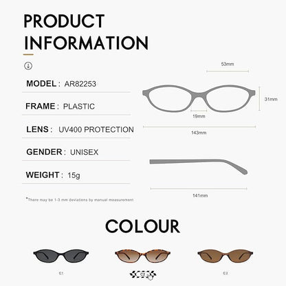 Retro Oval Cat Eye Sunglasses for Women Y2k Trendy Narrow Sunnies Designer Sun Glasses AR82253