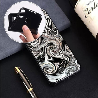 Case for Fossibot F109 5G (6.74"), Black Soft TPU Bumper Phone Case, Slim Shockproof Silicone Military Grade Drop Protective Shell for Fossibot F109 5G - Ink Swirl