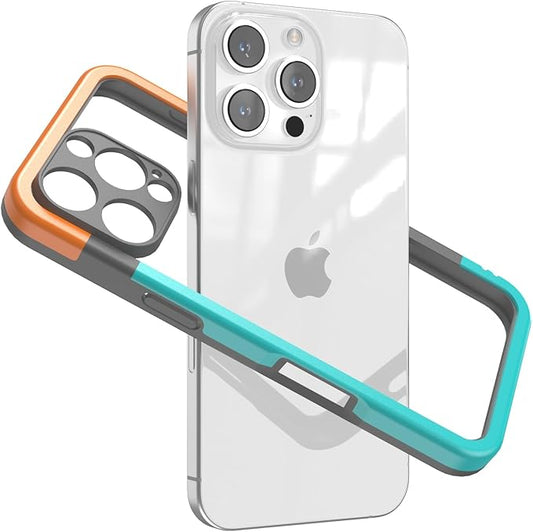 for iPhone 16 Pro Max Bumper Case, Hybrid Protection Heat Dissipation Frame No-Back Phone Cover Case 6.9" 2024 - Orage & Blue