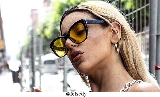 FEISEDY Polarized Vintage Sunglasses American Womens Square Jackie O Cat Eye Sunglasses B2451