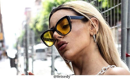 FEISEDY Polarized Vintage Sunglasses American Womens Square Jackie O Cat Eye Sunglasses B2451