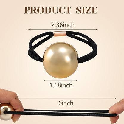 4PCS Gold Hair Ties, Metal Hair Ties for Thick Hair, Elegant Durable Round Geometric Design Hair Cuffs for Ponytails, Gold Hair Accessories Stretchy Non-Damage Ponytail Holders Holiday Gifts