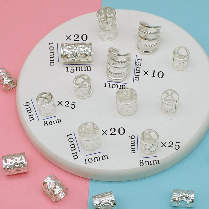100 PCS Loc Hair Jewelry for Women - Braids & Dreadlocks Accessories - Metal Hair Clips, Adjustable Cuffs & Braiding Rings