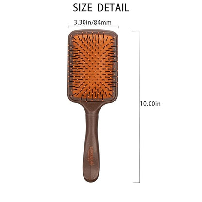 Coconut Oil Infused HAIR BRUSH, Scented Paddle Brush, for Gentle Detangling, Scalp Massage or Blow-dry. For All Hair Types. Brown