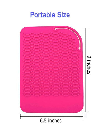 Heat Resistant Mat for Curling Iron, Flat Irons and Hair Straightener Hair Styling Tools 9" x 6.5", Food Grade Silicone, Pink