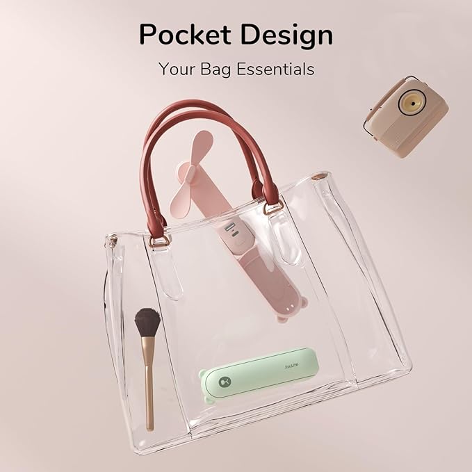 JISULIFE Handheld Mini Fan, 3 IN 1 USB Rechargeable Portable Fan [12-19 Working Hours] with Power Bank, Flashlight, Pocket Design for Travel/Summer/Concerts/Lash, Gifts for Women(Green)
