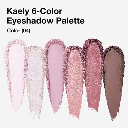 evpct 6 Colors Travel Eye Shadow Palette Makeup, Nude Pink Plum Mauve Champagne Rose Orchid Wine Red Glitter Sparkly Shimmer Matte High Pigment Mini Eyeshadow Palette for older Women, Built in Mirror