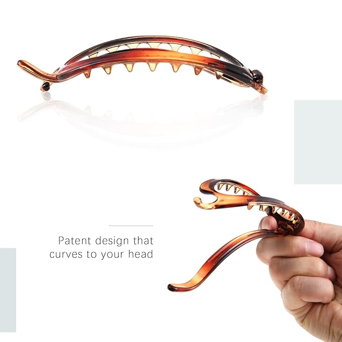 French Concord Hair Clips Claw - 6Pcs Side Slid Flat Hair Clips for Volume Strong Hold No Slip Grip Hair Claw Clips for Women Girls Thick Thin Hair (Tortoiseshell(Small,3.35 inches))