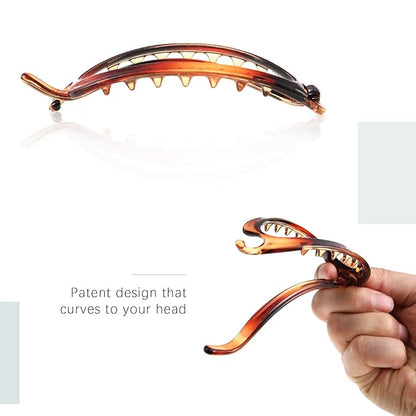 French Concord Hair Clips Claw - 6Pcs Side Slid Flat Hair Clips for Volume Strong Hold No Slip Grip Hair Claw Clips for Women Girls Thick Thin Hair (Tortoiseshell(Large, 4.7 inches))