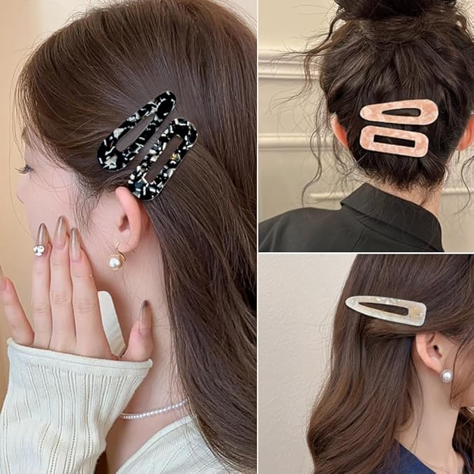 12 Pieces Acrylic Resin Marble Hair Clips Set, Decorative Pearls Hair Barrettes Sweet Decorative Bobby Pins Hairpin Headwear Hair Accessories Headwear for Women and Girls…
