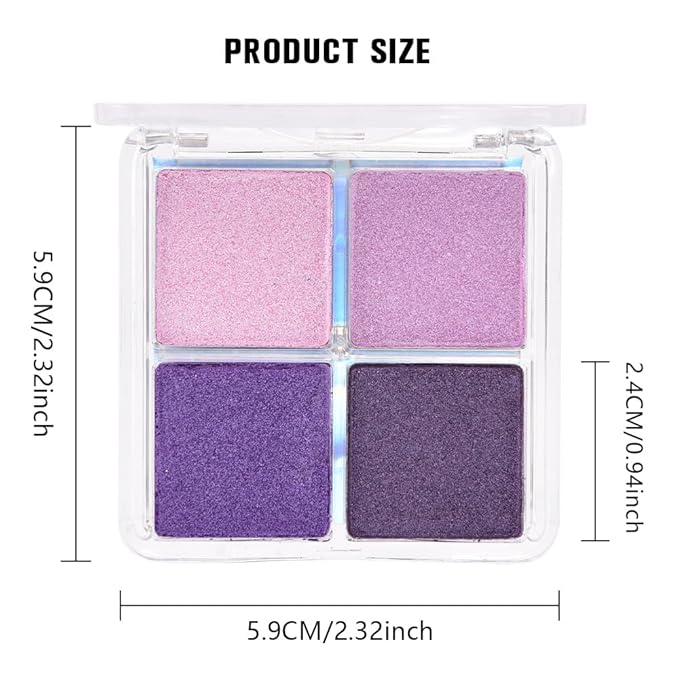 4 Colors Dark Purple Light Pink Medium Orchid Eye Shadow Palette Makeup, Highly Pigmented Waterproof Matte Shimmer Eyeshadow Palette for Women, paleta de sombras de ojos, Vegan & Cruelty-free05