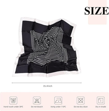 35 x 35 Women's Fashion Pattern Large Square Silk Like Hair Scarf Head Sleeping Wrap Satin Neck Bandana for Gift…