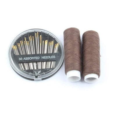 50pcs Hair Extension Clips Stainless Steel Snap Clips for Hair Extensions DIY Wig Clips Wigs Combs 9-Teeth 32mm 1.2g/pc, 2pcs Weaving Thread, 1set/30pcs Needles (Dark Brown)