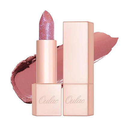 Oulac Moisturizing Pink Lipstick for Women - Tinted Lip Balm with Sparkle, Lightweight Lip Makeup, Mirror Design, Vegan & Gluten Free, PG05 Mystical