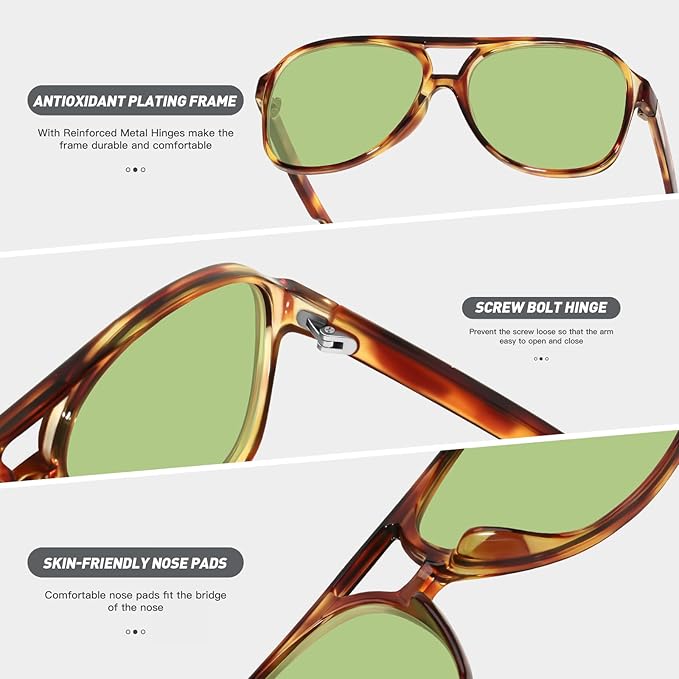 YDAOWKN Retro Aviator Sunglasses for Women Mens Large Frame Classic Vintage 70s Sun Glasses Aviators