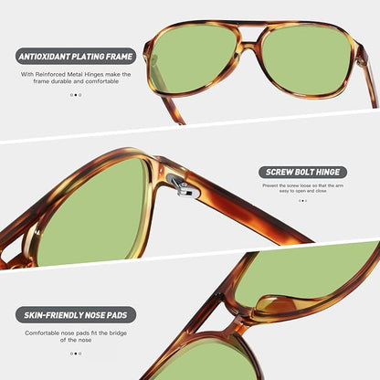 YDAOWKN Retro Aviator Sunglasses for Women Mens Large Frame Classic Vintage 70s Sun Glasses Aviators