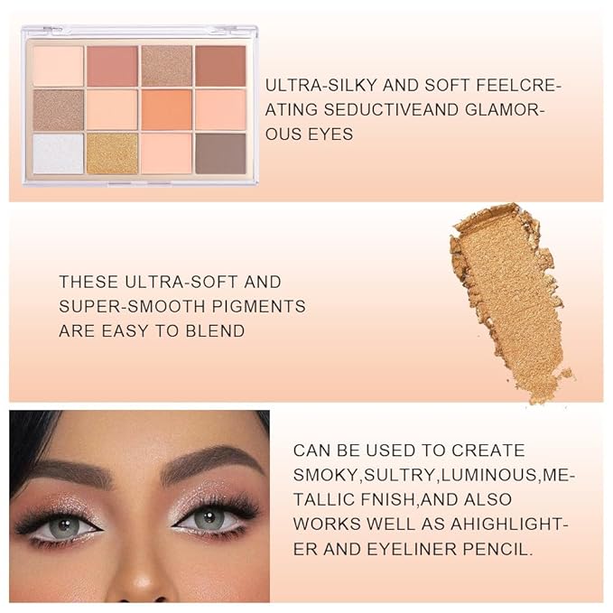 Nude Brown Maroon Bronze Eyeshadow Palette,Natural Neutral Soft Small Cream Eyeshadow Palette,Highly Pigmented Eye Shadow Palette Long Lasting Naturing-Looking Make Up Pallets for Women,Vegan