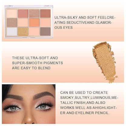 Nude Brown Maroon Bronze Eyeshadow Palette,Natural Neutral Soft Small Cream Eyeshadow Palette,Highly Pigmented Eye Shadow Palette Long Lasting Naturing-Looking Make Up Pallets for Women,Vegan